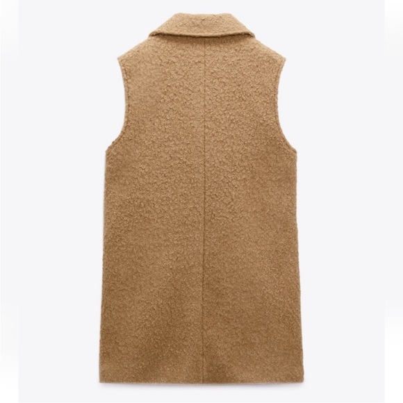 ZARA BOUCLE LONG VEST COAT New with tag - Picture 2 of 8